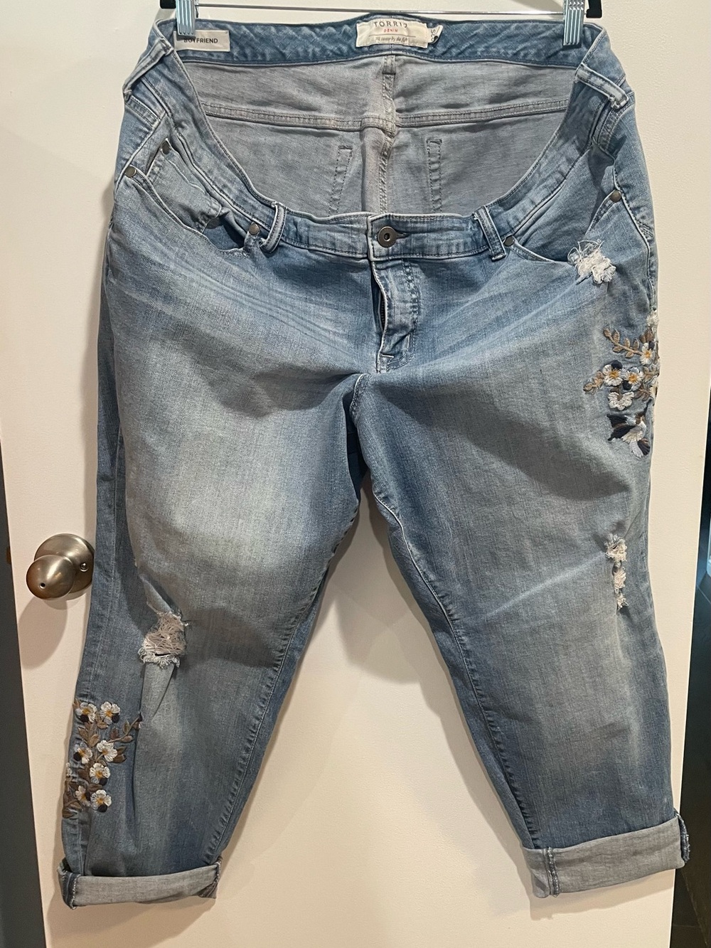 torrid Light Blue Embroidered Boyfriend Jeans